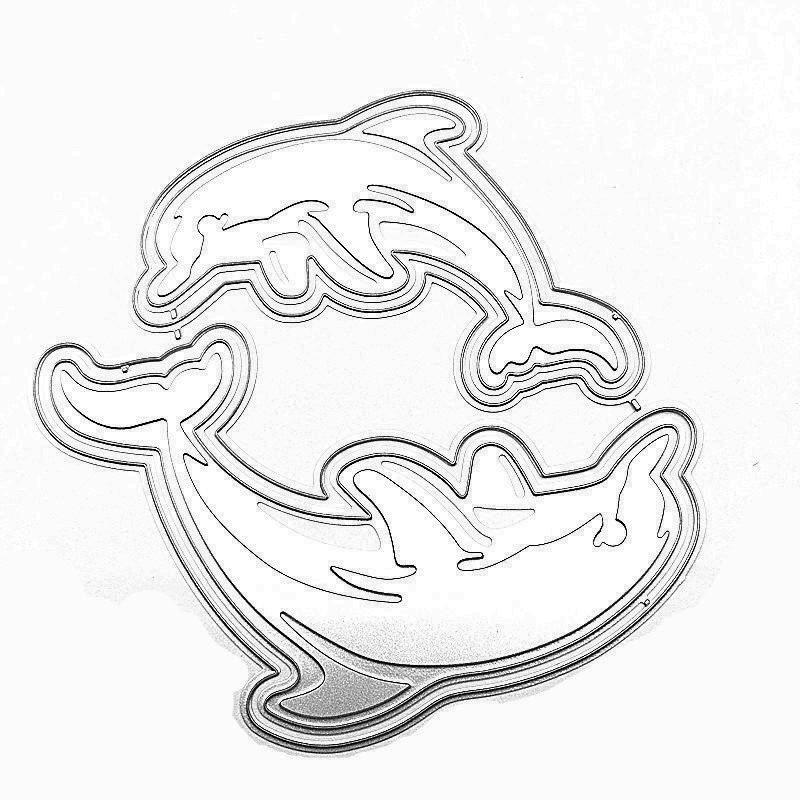 

Два счастливых дельфина, металлические штампы для скрапбукинга, тиснение, трафареты для изготовления карт, ремесленный декор серебряный