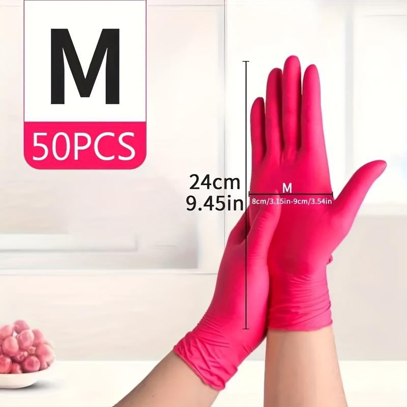 30/50/100pcs Deep Pink Disposable Nitrile Gloves, Latex Free & Dust-free, S/M/L Sizes, for Home Cleaning, Pet Care, Hair Dyeing & Kitchen Use