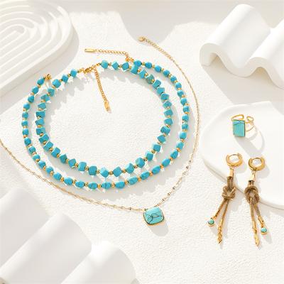 Turquoise Series Necklace Bracelet Ring Earrings Exquisite and Elegant Fashion Source