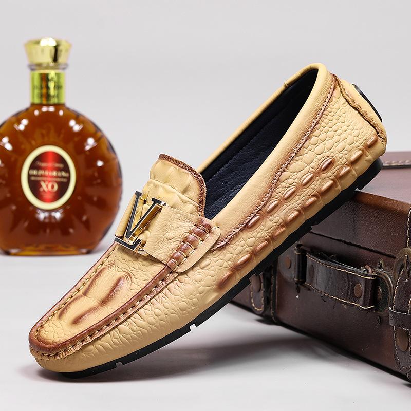 

Первый слой коровьей кожи с тиснением под крокодила, туфли-бини большого размера, ленивые туфли для вождения, британская повседневная обувь, натуральная кожа, коровья кожа, мужская обувь 45