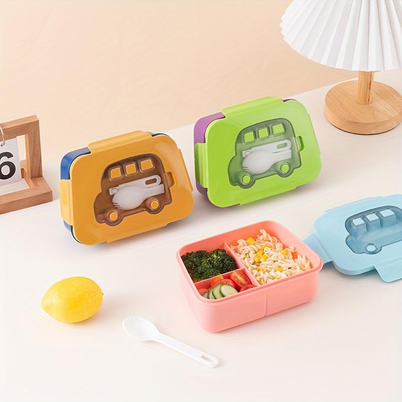 Colorful Youngsters' Lunch Box with Car Design - Leak-Proof, Durable Plastic, Microwave Safe,Food Storage Container for School