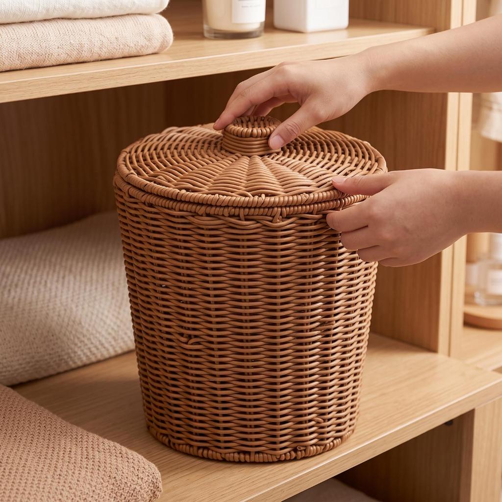 Storage Bin with Lid Decorative Household Organizer Multipurpose for Closet
