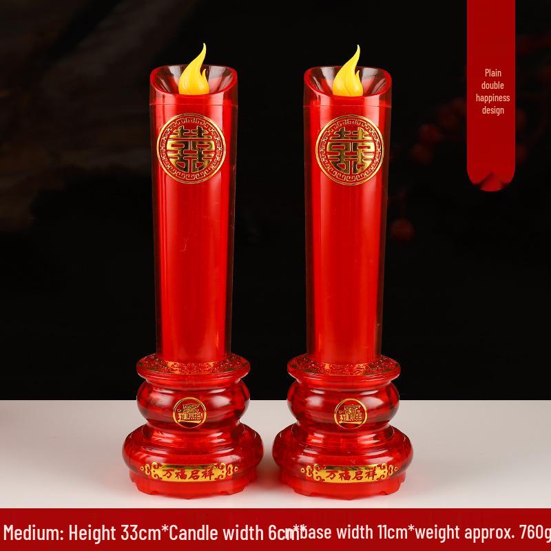 LED Wedding Dragon & Phoenix Smokeless Candle Lights - Red, Battery-Powered with Simulated Flame for Proposals & Ceremonies.