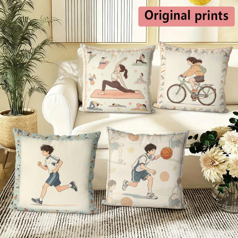 Sporty Anime Style Throw Pillow Covers Pattern Cushion Cover Suitable for Sofa Bedroom Car Pillow Cover