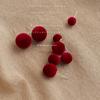 It Is Very Popular In Winter~ Fleece Burgundy Round Geometric Ball Stud Earrings, Simple Earrings.