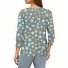 Women's Fashion Casual 3/4 Sleeve Print Shirt Women's Round Neck Tops