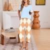 Women's Casual Loungewear Set with Printed Short Sleeve Round Neck T-Shirt and Loose Fit Pants