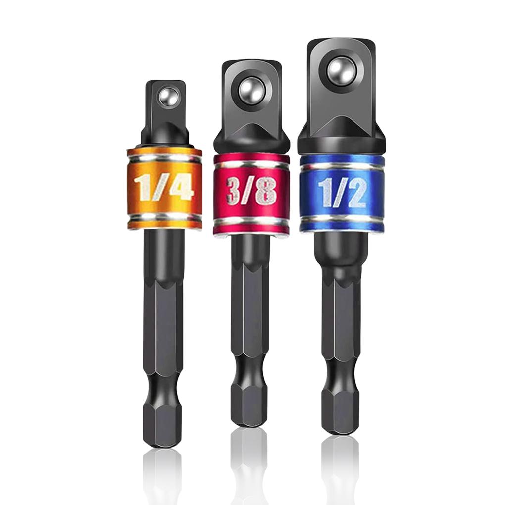 Hexagon To Square Drill Socket Adapters Kit Impact Driver Pneumatic Screwdriver Manual Spanner Extension Bar Set Hand Tool