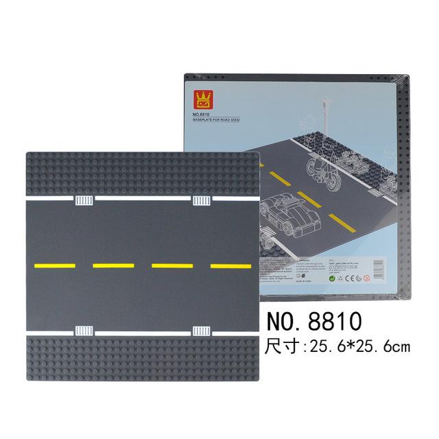 Non-Toxic City Road Street Baseplate Straight Crossroad Curve T-Junction Building Blocks 8810 8811 Base Plate Compatible Classic Bricks