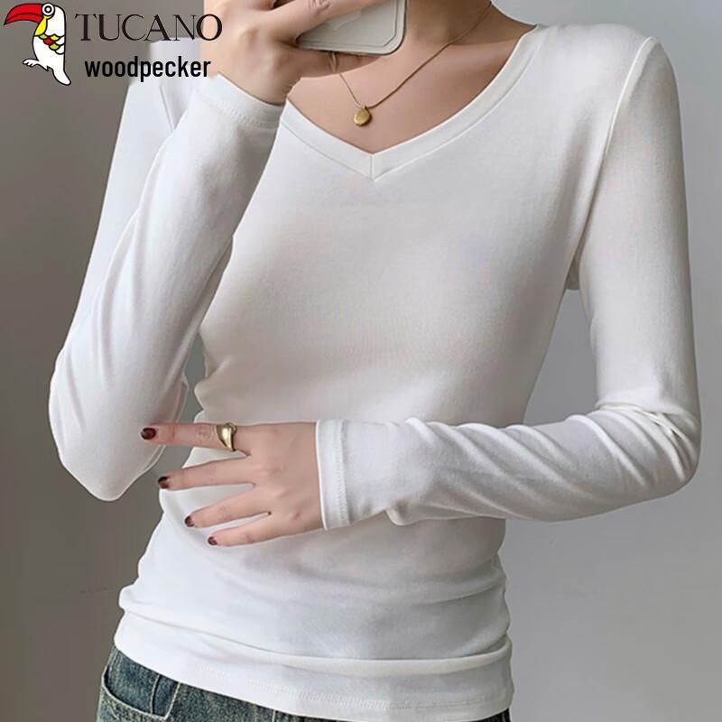 Woodpecker Women s V-Neck Slim Fit Long-Sleeve Base Layer Top XL