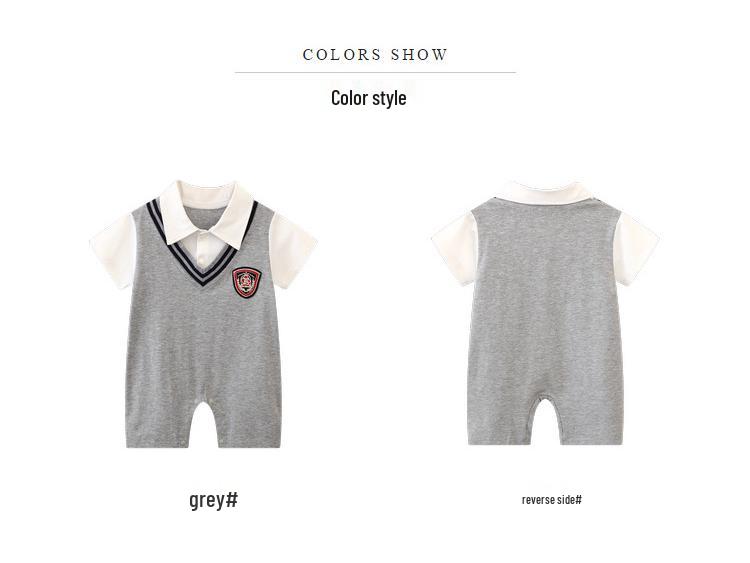 Trendy Summer Lapel Baby Boy Romper – Stylish Infant Crawling Suit for One-Year-Olds