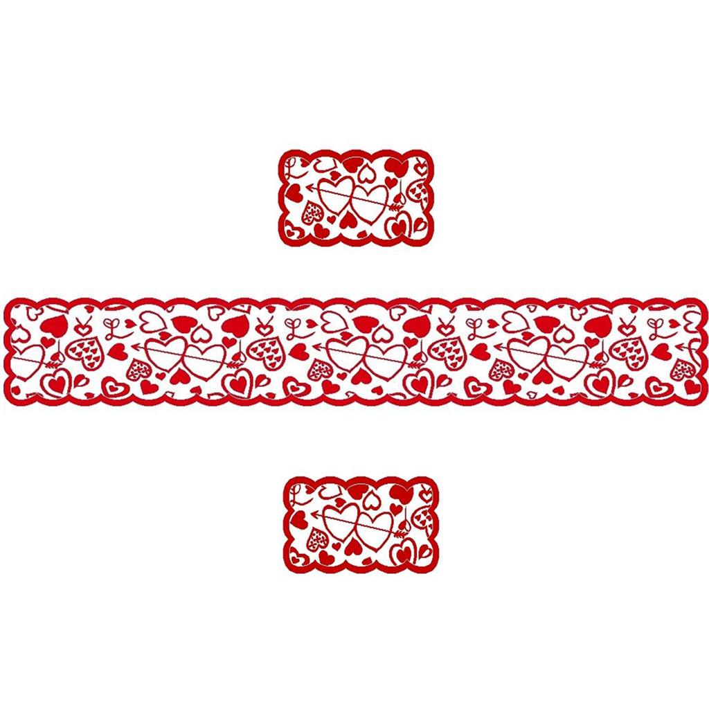 

Украшение флага стола ко Дню Святого Валентина Красный вязаный флаг стола любви