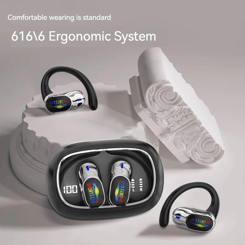 Open Ear Clip Earbuds LED Bluetooth Headphones HIFI Sound Earphones Touch Control Wireless Headsets Noise Reduction with HD Call