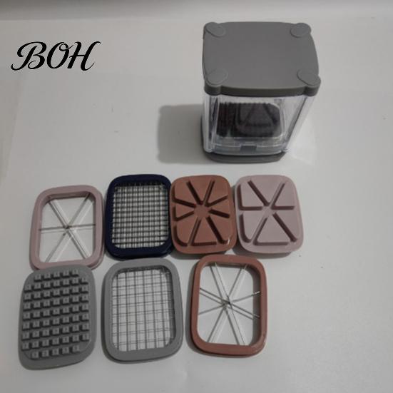 Vegetable Cutter for Potato French Fry Cutter, with Large-Capacity Visible Box, Stainless Steel Blades Kitchen Slicer Quick Press Cutting Tool,