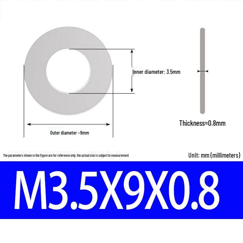 304 Stainless Steel Ultra-Thin Flat Washer, Thickness: 0.1/0.2/0.3/0.4/0.5 Mm, Sizes M1-M8