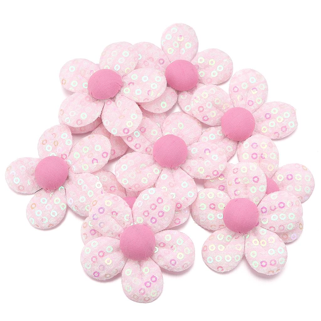 10pcs 4.7cm Colorful Sequin Checkered Flower Patches DIY Shoes Hats Applique Sewing Clothes Headgear Hair Clips Decorative Acces