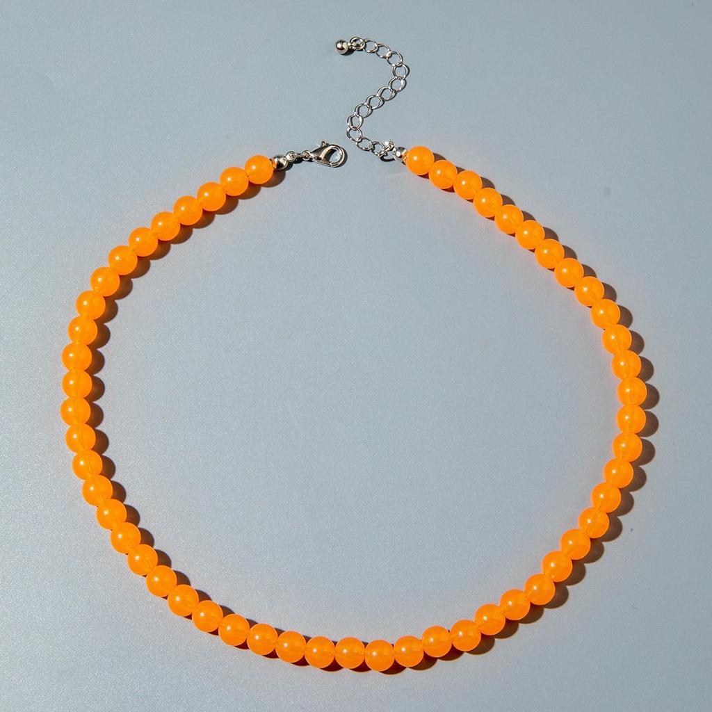 Cross Border Summer Fresh Colorful Bead Necklace for Women's Seaside Vacation Fashion Dopamine Transparent Bead Matching Necklace