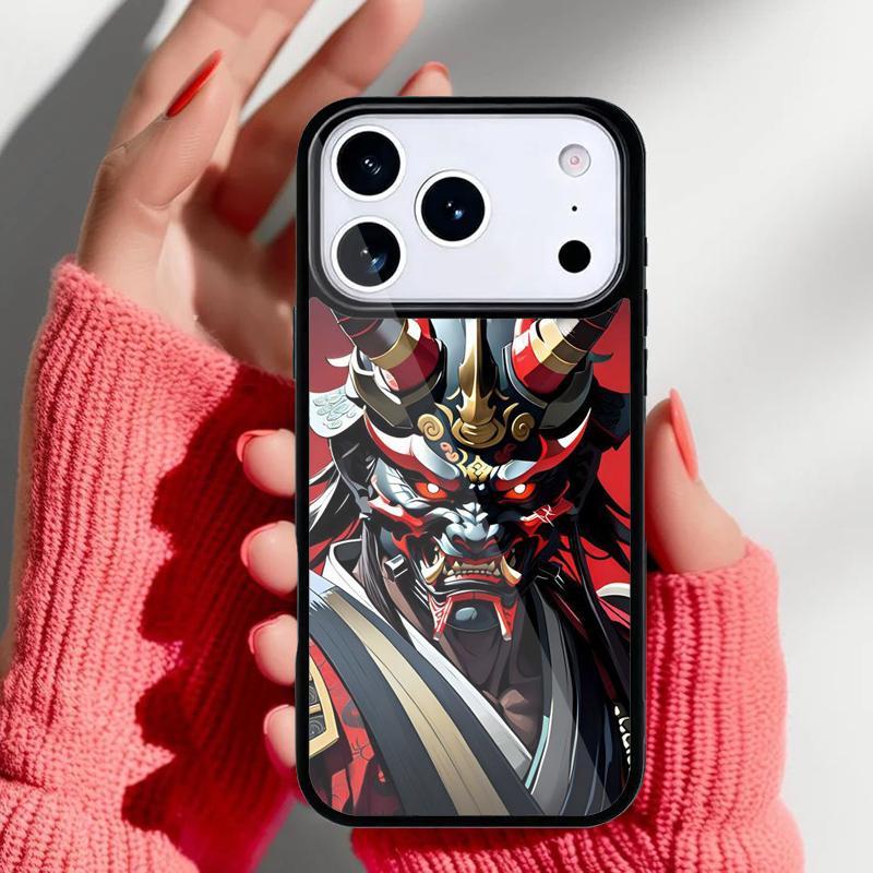 Samurai Oni Mask Phone Case for iPhone 17 Air 16e 15 14 13 Pro Max Back Cover for 12 11 Pro Coque