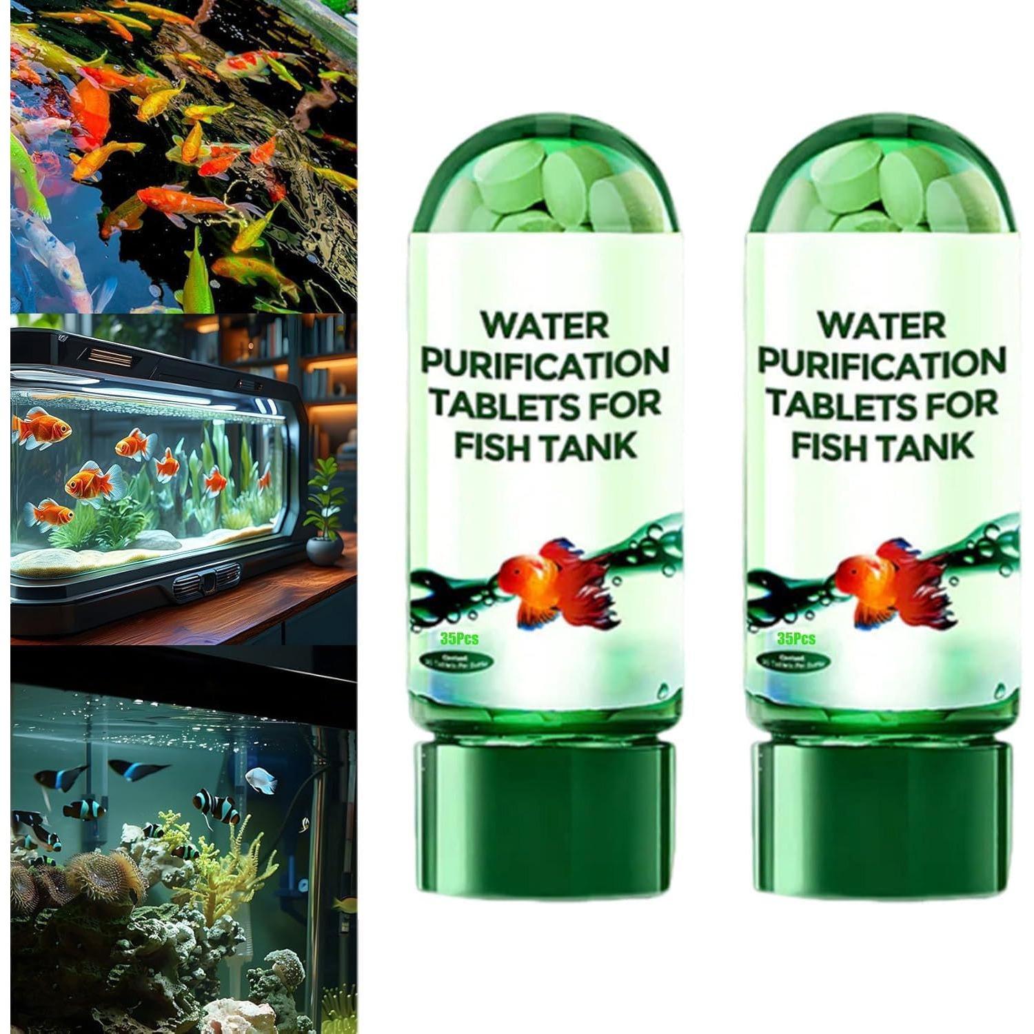 Powerful Aquarium Water Purification Tablet for Fish Tank,Water Purification Tablets for Fish Tank,Remove All Kinds of Turbidity from Fish TankWater 2-Pack