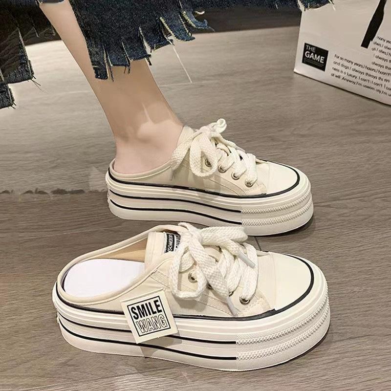 Platform Slippers Spring New Bag Head Half Slippers Women Wear Lazy Shoes