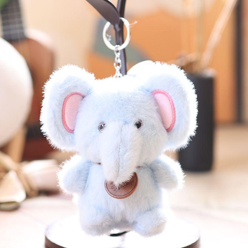 1 Pieza Lindo Animal Sentado Elefante Colgante Muñeco Suave de Felpa Juguetes para Bebé Llavero de Bolsa de Libros de Dibujos Animados Regalos Para Niños