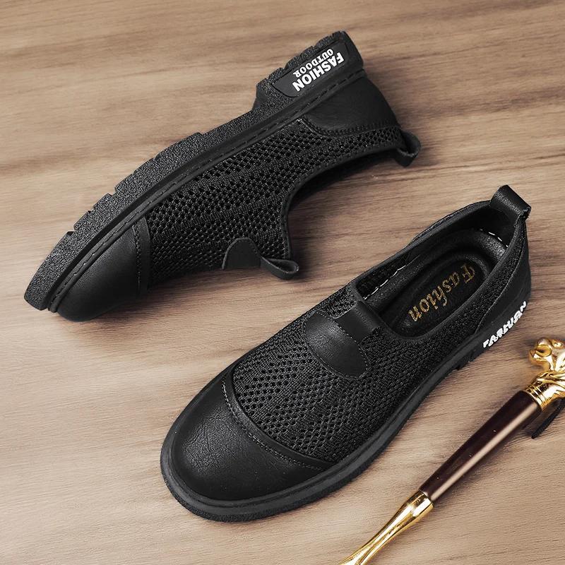 Hollow Out Mesh Shoes New Summer Men's Casual Shoes Anti Slip Loafers Daily Outings Walking Shoes Fishing Camping Shoes
