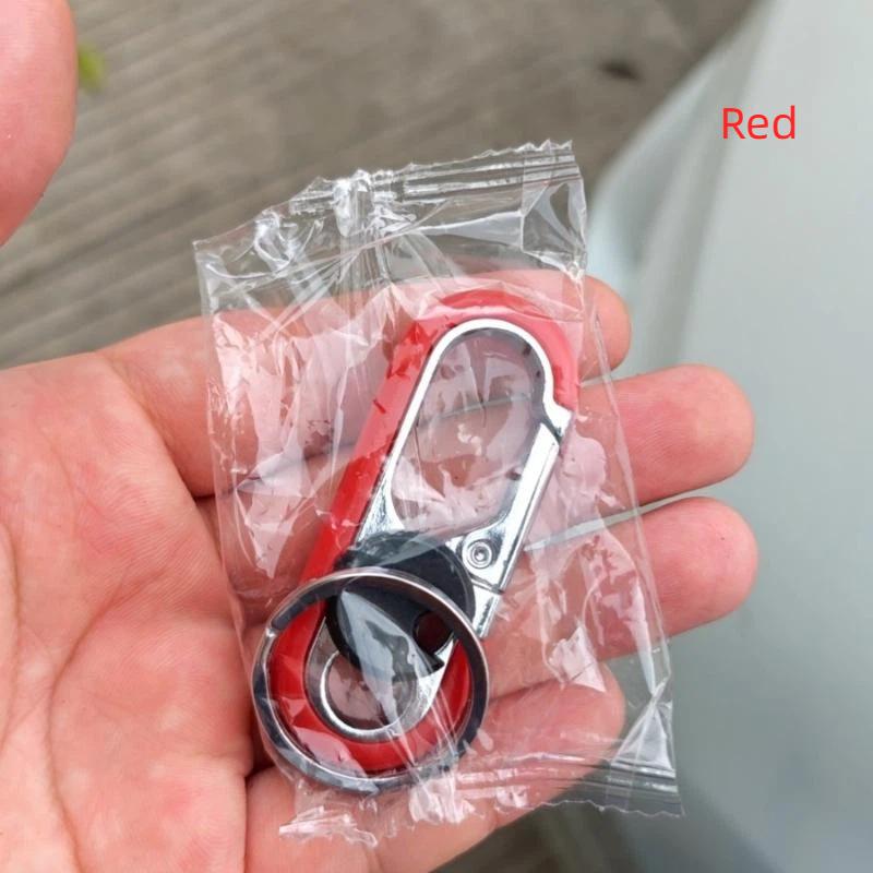 Rotatable Lock Carabiner Keychain Rustproof Metal Double Ring Anti-Lost Key Holder for Camping Hiking Gears