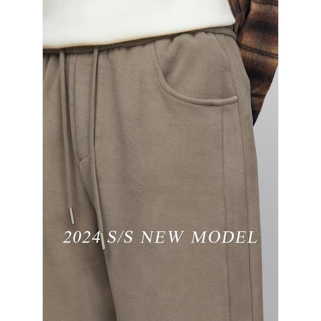 Yizhi Men's Thickened Casual Straight Pants for Autumn & Winter 2024