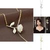 Stylish Springtime White Rose Pendant Necklace In Gold And Silver Women For