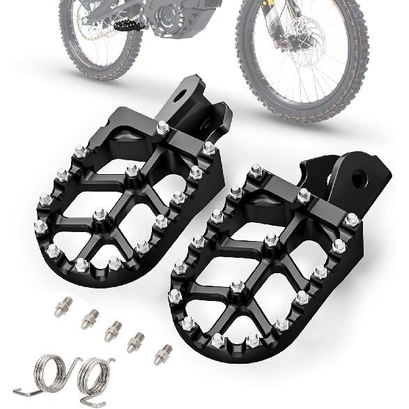 Wider Footpegs CNC for Surron LBX/E-Ride Pro SS/SR/S, Dirt Bike Foot Pegs Non-Slip Wider Design with Heavy-Duty Spring for Sur Ron Eride Pro SS