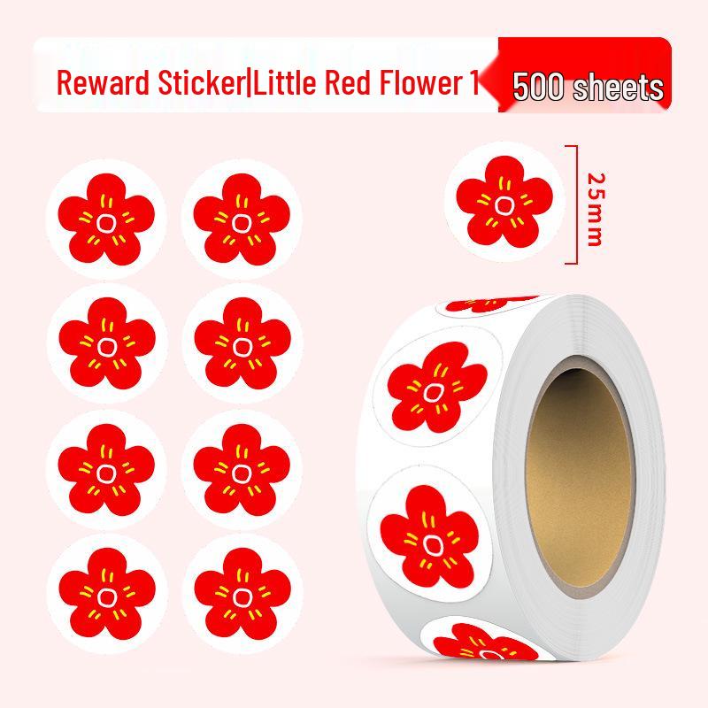 Children s Reward Stickers - Praise Sheets for Elementary Girls & Kindergarten, Little Red Flower Self-Discipline Chart, Small Stickers.