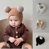 Koreanische Woll-Baby-Mütze mit doppelten Bommeln | Unisex Strickmütze für Säuglinge und Kleinkinder | Herbst Winter Ohrschutz