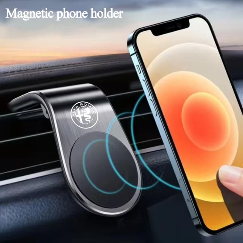 Magnetic Car Cell Phone Holder Telephone Support Auto Interiors For Alfa Romeo 4C 159 166 Spider Giulia Giulietta Mito 147 8C GT