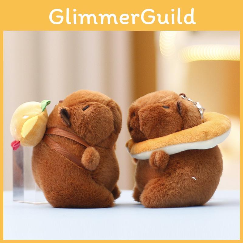 Hamburger Capybara Toast Keychain Cute Cartoon Girl Backpack Hanging Plush Doll