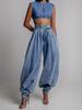 New Women's Summer High Waist Zipper Closure Loose Casual Retro Jeans