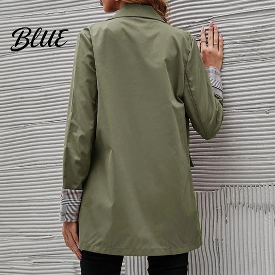Suit Jacket Women Coat Lapel Long Sleeve Striped Cuffs with Double Breasted Business Outwear Flap Pockets Solid Color Loose Fit