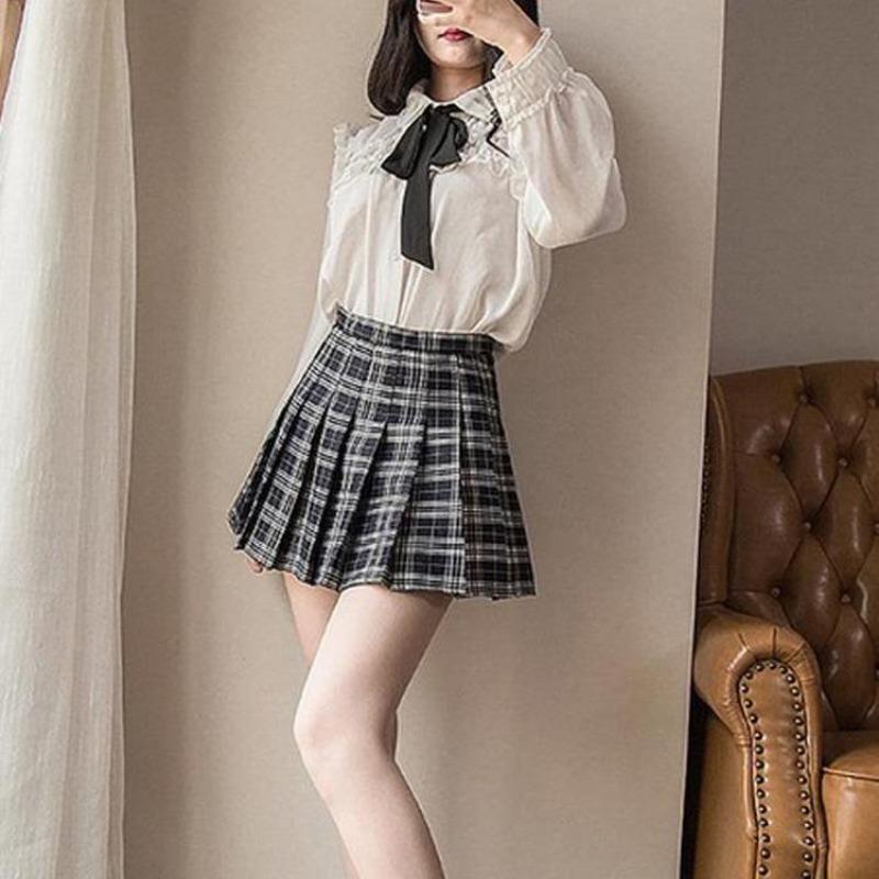 Dámská krátká sukně s vysokým pasem Harajuku školačka skládaná sukně Sexy minisukně pro ženy