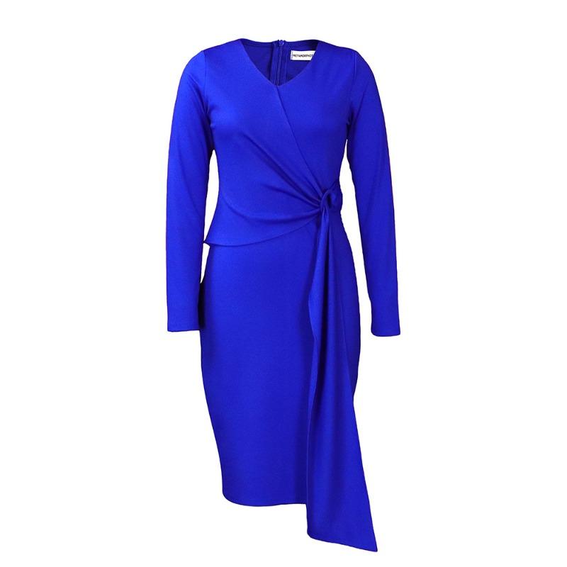 Women's Autumn Fashion Large Size V-Neck Long Sleeve Temperament Pencil Dress Dress