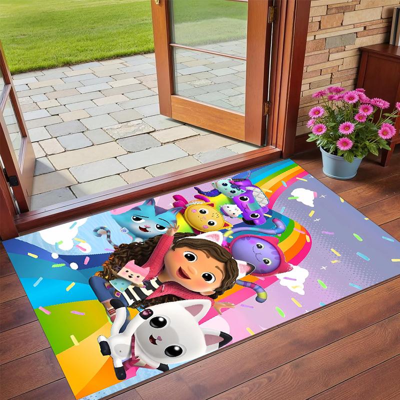 Anti‑Slip Crystal Velvet Floor Rug, Gabby's Dollhouse Design Carpet for Indoor Living Bedroom Home Decoration