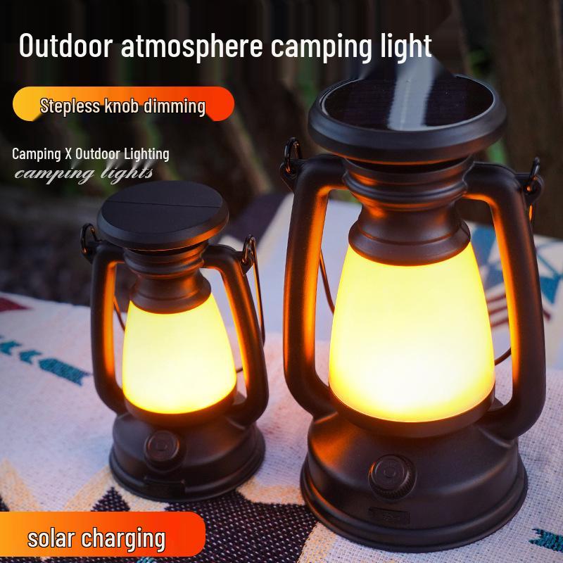 Rechargeable Retro Solar Camping Lantern: Outdoor/Indoor Decorative Desk & Emergency Light