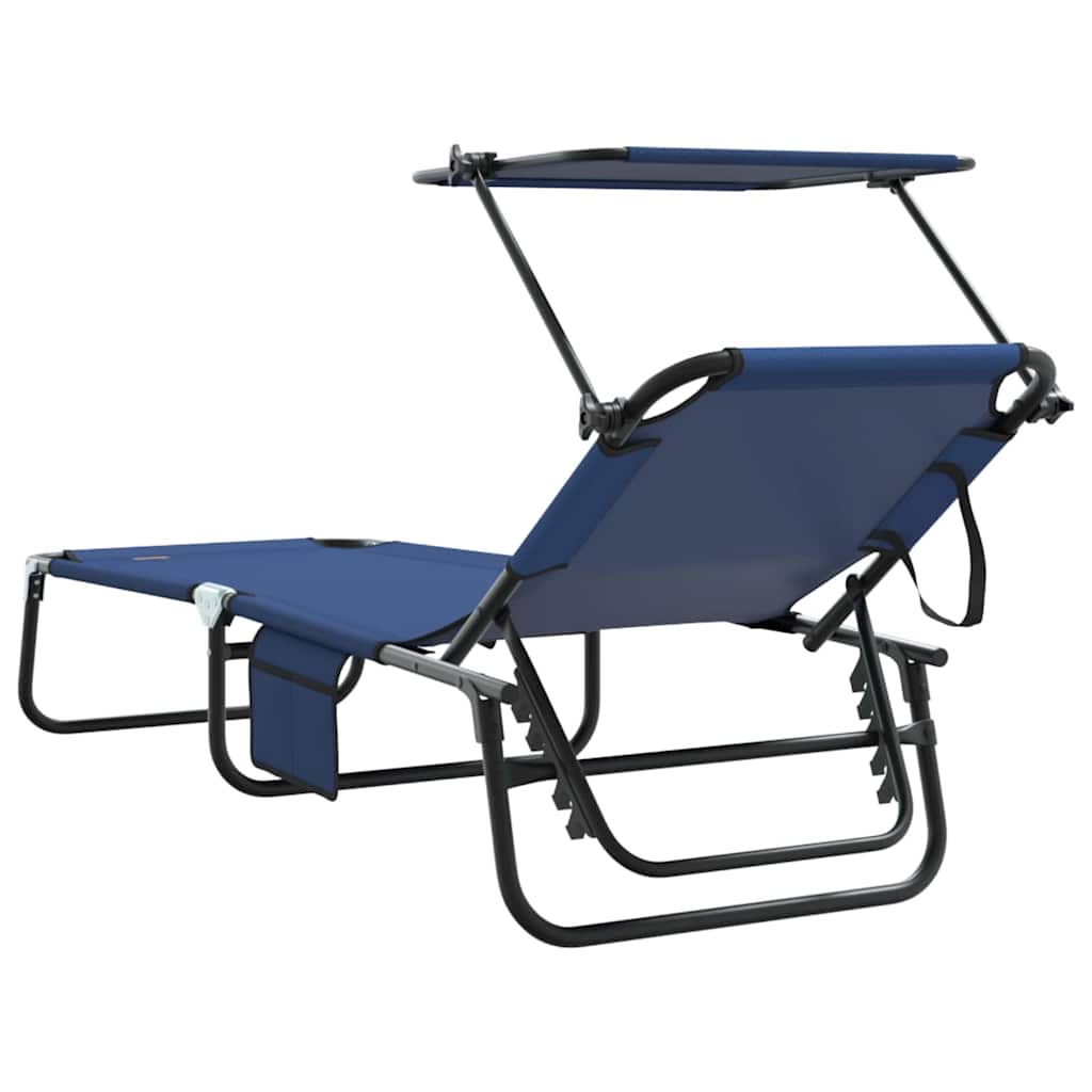 Folding Sun Lounger Blue 190 X 57 X 81 Cm Oxford Fabric