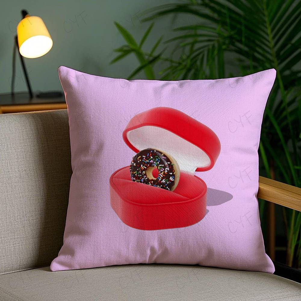 Sweet Donut Cute Anime Pillow Case Custom Printed Brushed Fleece Pillow, Baby Skin-Touch, Eco-Friendly Dye-Sublimation Cushion F