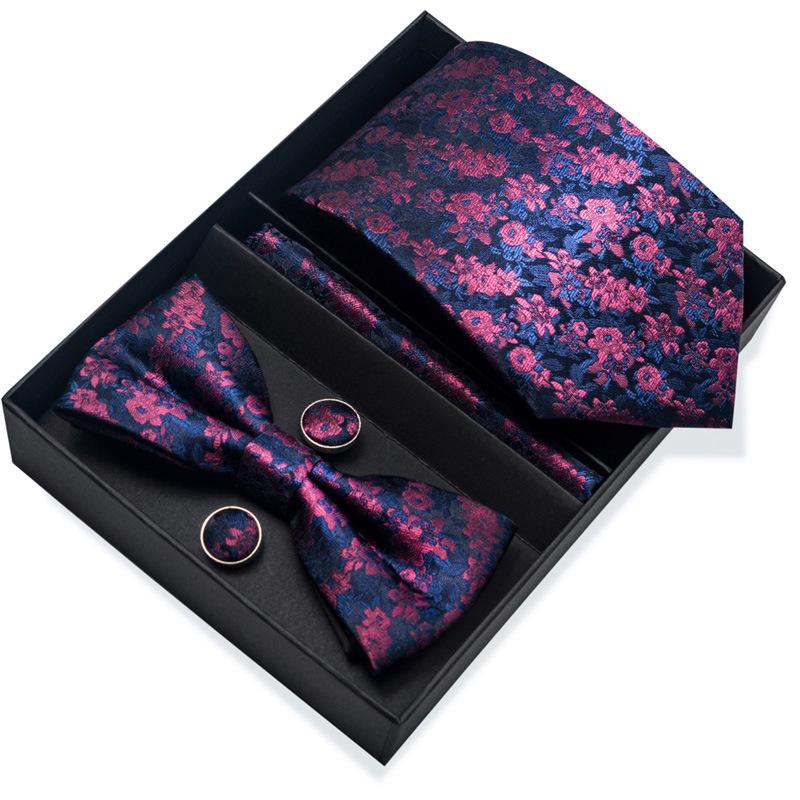 Set de 6 piezas, Corbata de Vestir de Negocios 8 cm Corbata para Hombre Set de Pajarita Caja de Regalo.