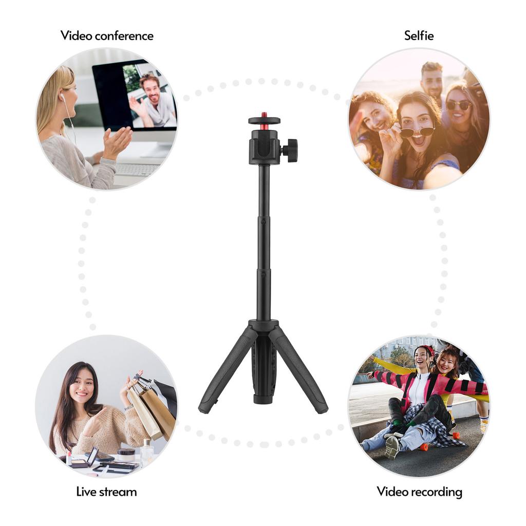 Lightweight Portable Mini Tripod Extendable Tripod Stand Handle Grip with 4 Levels of Adjustable Height for Phone