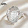 Mixed Metal Statement Ring Finger Imitation Pearl Embellishment Artistic Irregular