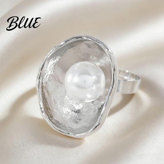 Mixed Metal Statement Ring Finger Imitation Pearl Embellishment Artistic Irregular
