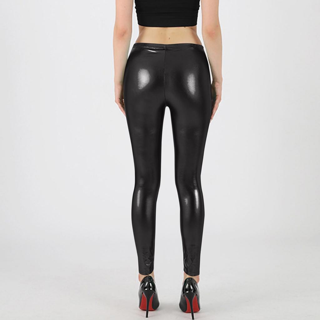 Women's Glossy High-waisted Tight-fitting Leggings Fashion Elasticated Waist Small Legs Nine-quarter Pants