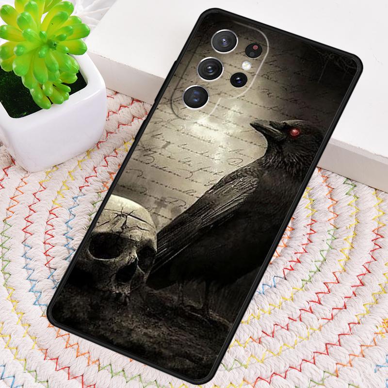 Raven Crow Skull Pattern Phone Case For Samsung Galaxy Note 10 Pro S26 S25 S24 S23 S22 Ultra Plus S21 FE S20 Shockproof Cover