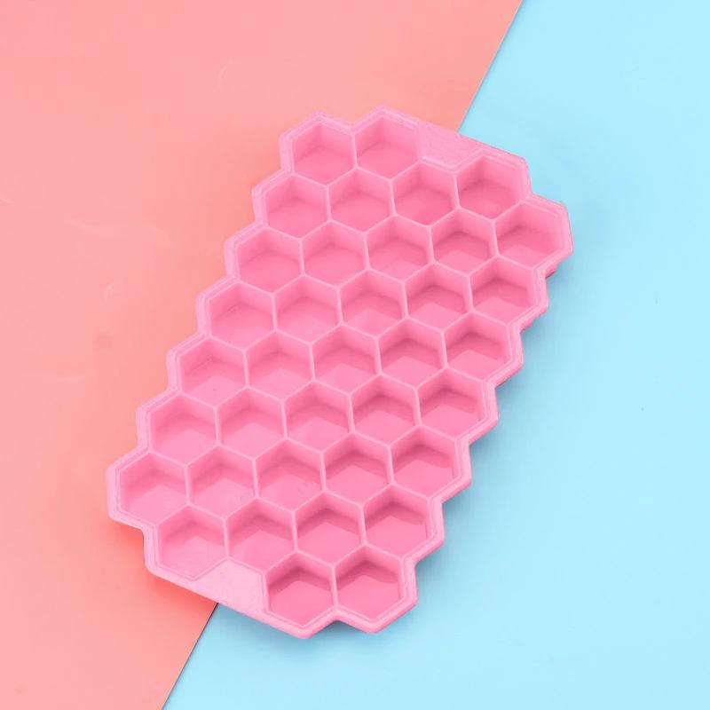 37 Cavity Honeycomb Ice Cube Trays Mold Reusable Silicone Ice Cube Mold BPA Free Ice Cream Maker with Lids DIY Popsicle Mold