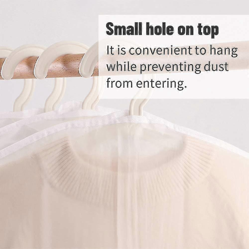 Garment Covers Dustproof Moth Proof Coat Bag With Zip Peva Translucent Dress Cover Waterproof 60 * 140cm White